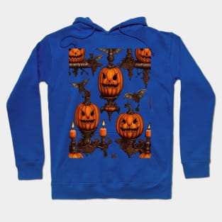 Jack O Lanterns, Flying Bats And Gothic Candle Sconce Cut Out Hoodie